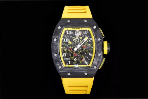 KV limited edition recommendation: Richard Mille men's series RM011-03Ti/1544 watch, stainless steel case, hollow dial, 7750 large calendar automatic mechanical chronograph.