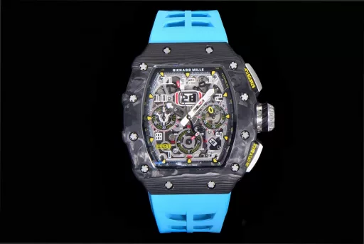 KV limited edition recommendation: Richard Mille men's series RM011-03Ti/1544 watch, stainless steel case, hollow dial, 7750 large calendar automatic mechanical chronograph.