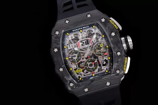 KV limited edition recommendation: Richard Mille men's series RM011-03Ti/1544 watch, stainless steel case, hollow dial, 7750 large calendar automatic mechanical chronograph.