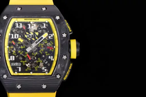 KV limited edition recommendation: Richard Mille men's series RM011-03Ti/1544 watch, stainless steel case, hollow dial, 7750 large calendar automatic mechanical chronograph.
