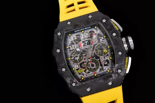 KV limited edition recommendation: Richard Mille men's series RM011-03Ti/1544 watch, stainless steel case, hollow dial, 7750 large calendar automatic mechanical chronograph.