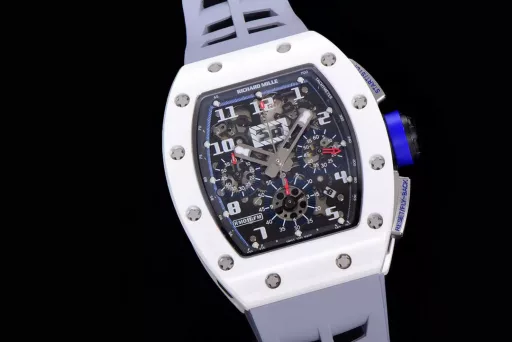 KV limited edition recommendation: Richard Mille men's series RM011-03Ti/1544 watch, stainless steel case, hollow dial, 7750 large calendar automatic mechanical chronograph.