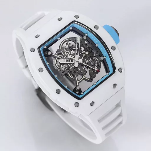 BBR RM0551⃣️Case: The white ceramic case is the same as the original. The chamfer details of the case are reduced to be exactly the same as the original, the bottom cover is reduced to see the light, and only the glass sees the light. The details are also one of the most correct versions at present! Upgrade a few details and it looks more like the original.2⃣️Movement: Redevelop the original RMUL2 integrated movement, and the balance wheel of the double barrel movement is clearly visible and moves. Say goodbye to the fake splint movement at first glance!3⃣️Watch diameter: The size is the same as the original 49.90X42.70 mm, and the thickness is 13.5MM4⃣️Watch mirror material: sapphire crystal mirror double anti-glare effect.5⃣️Watch strap material: natural rubber watch strap!6⃣️Watch buckle: original latest version folding buckleRichard Mille not only has exquisite watchmaking craftsmanship and is loyal to the spirit of traditional watches, but also advocates breaking through existing rules and regulations, exploring new heights of watchmaking craftsmanship, and integrating new elements of the new century into traditional craftsmanship. Comfortable, shock-resistant, durable, accurate and lightweight watches have become a 