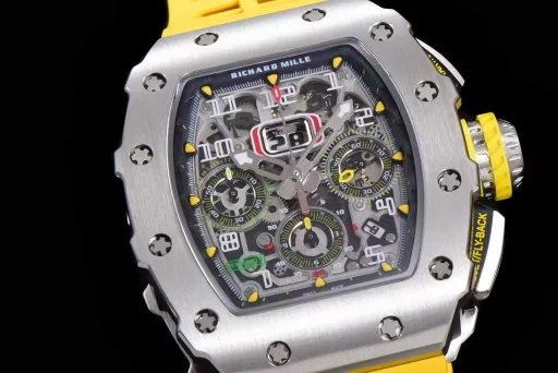 KV limited edition recommendation: Richard Mille men's series RM011-03Ti/1544 watch, stainless steel case, hollow dial, 7750 large calendar automatic mechanical chronograph.
