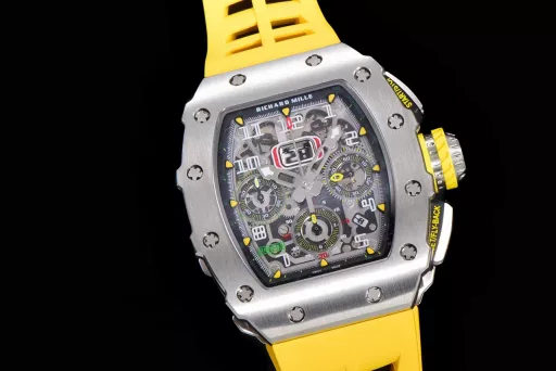 KV limited edition recommendation: Richard Mille men's series RM011-03Ti/1544 watch, stainless steel case, hollow dial, 7750 large calendar automatic mechanical chronograph.