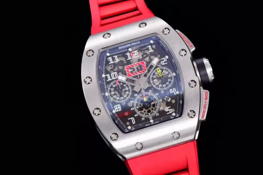 KV limited edition recommendation: Richard Mille men's series RM011-03Ti/1544 watch, stainless steel case, hollow dial, 7750 large calendar automatic mechanical chronograph.