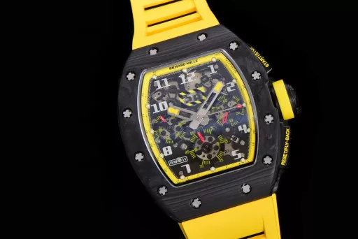 KV limited edition recommendation: Richard Mille men's series RM011-03Ti/1544 watch, stainless steel case, hollow dial, 7750 large calendar automatic mechanical chronograph.