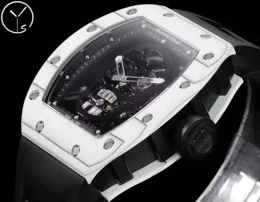 YS Richard Miller RM52 True Tourbillon is the highest version on the market. It reinterprets the essence of the RICHARD MILLE skull and breaks through the bugs of multiple versions, so that the majority of fans can have a super high replica with correct size, real movement and in-depth details. Reasons to buy:Size is similar: official length, width and thickness: 504316mm, YS factory length, width and thickness: 49.844.316.4mm;, Real bearing: The ruby ​​in the skull's mouth is the real bearing of the tourbillon, not decoration. The gem corresponds to the tourbillon center axis wrapped by the upper and lower jaws, as if swallowing an energy ball, so that the sci-fi artistic conception that the original wants to express can be reflected;Details are in place: The inner wall on the left side of the case inner cover is printed with the RM052 steel stamp like the original, and the size and depth of the right eye gear are close to the original , the center gemstone on the forehead is ruddy and translucent, with a frosted clasp and imported Thai raw rubber strap;Movement alignment: Thanks to the consistent size and position of the tourbillon, from the back of the skull, you can clearly see the operation of the tourbillon with the gemstone coaxial. From the front, the black balance wheel is just blocked by the skull's jaw, leaving only the escape wheel running under the skull;Inside and outside: The movement is a custom-made real tourbillon movement from the Shanghai Movement Factory. Each watch is tested by a high-intensity simulator QE, and is also waterproof.