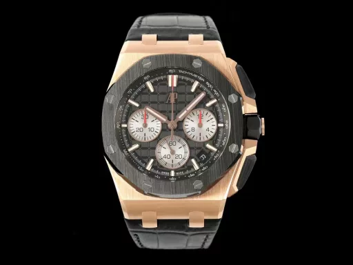 APP Audemars Piguet Royal Oak Offshore 26420 New Upgraded VersionThe newly molded 43 mm case (market version 44 mm, which is the case of the old 26400) adopts a new design, a more ergonomic case, and more refined case details. It has larger polished chamfers. The 43 mm wide case has been carefully modified to accommodate the new movement with a slightly larger diameter. The case contains a set of newly designed chronograph buttons.The dial has been upgraded, the dial texture is CNC slow-washed (non-hydraulic), the finished product has clear texture, and the iconic square is now connected to each other by a cross.The calendar has been upgraded. After the modification of the movement, the original large calendar has been realized. The date window has been pushed to the edge of the dial, and the hands have been slightly modified.The new interchangeable strap function, equipped with a quick release system, can easily change the wearing style. The rubber strap color is black, and there is also a leather strap available.In addition to the titanium version, the Royal Oak Offshore Chronograph 43 mm features a black ceramic bezel, creating a sharp contrast in material and color. The crown and pushers are also made of ceramic.