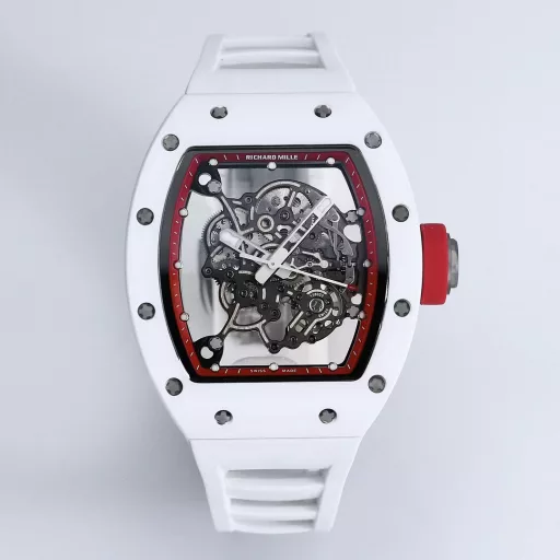 BBR RM0551⃣️Case: The white ceramic case is the same as the original. The chamfer details of the case are reduced to be exactly the same as the original, the bottom cover is reduced to see the light, and only the glass sees the light. The details are also one of the most correct versions at present! Upgrade a few details and it looks more like the original.2⃣️Movement: Redevelop the original RMUL2 integrated movement, and the balance wheel of the double barrel movement is clearly visible and moves. Say goodbye to the fake splint movement at first glance!3⃣️Watch diameter: The size is the same as the original 49.90X42.70 mm, and the thickness is 13.5MM4⃣️Watch mirror material: sapphire crystal mirror double anti-glare effect.5⃣️Watch strap material: natural rubber watch strap!6⃣️Watch buckle: original latest version folding buckleRichard Mille not only has exquisite watchmaking craftsmanship and is loyal to the spirit of traditional watches, but also advocates breaking through existing rules and regulations, exploring new heights of watchmaking craftsmanship, and integrating new elements of the new century into traditional craftsmanship. Comfortable, shock-resistant, durable, accurate and lightweight watches have become a 