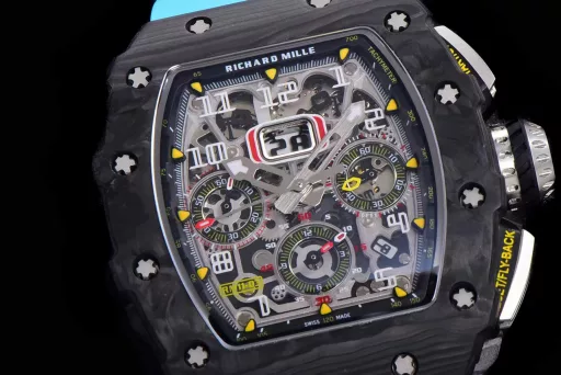 KV limited edition recommendation: Richard Mille men's series RM011-03Ti/1544 watch, stainless steel case, hollow dial, 7750 large calendar automatic mechanical chronograph.