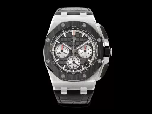 APP Audemars Piguet Royal Oak Offshore 26420 New Upgraded VersionThe newly molded 43 mm case (market version 44 mm, which is the case of the old 26400) adopts a new design, a more ergonomic case, and more refined case details. It has larger polished chamfers. The 43 mm wide case has been carefully modified to accommodate the new movement with a slightly larger diameter. The case contains a set of newly designed chronograph buttons.The dial has been upgraded, the dial texture is CNC slow-washed (non-hydraulic), the finished product has clear texture, and the iconic square is now connected to each other by a cross.The calendar has been upgraded. After the modification of the movement, the original large calendar has been realized. The date window has been pushed to the edge of the dial, and the hands have been slightly modified.The new interchangeable strap function, equipped with a quick release system, can easily change the wearing style. The rubber strap color is black, and there is also a leather strap available.In addition to the titanium version, the Royal Oak Offshore Chronograph 43 mm features a black ceramic bezel, creating a sharp contrast in material and color. The crown and pushers are also made of ceramic.