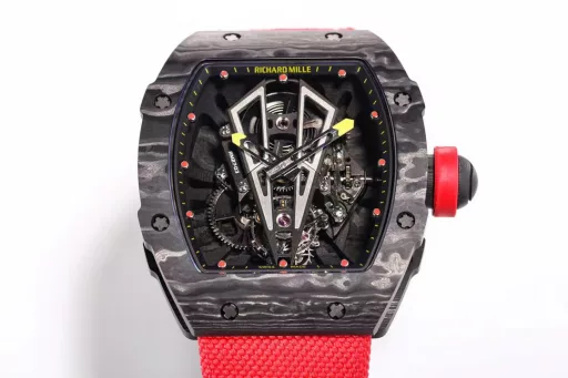 BBR's new heavyweight launch. King of lightweight: Richard Miller Tourbillon Watch(43.5g)The RM27-03 Tourbillon movement is made with a lot of money, and the movement is integrated with the NTPT carbon fiber case! Create the lightest tourbillon watch in the industry.⚠️Please look for the BBR factory, the whole watch is only 43.5 grams. The only detail is the original.Spanish Bull--RM27-03 Ultra-light Sports Tourbillon Watch.The movement dial adopts the (Spanish Matador) 
