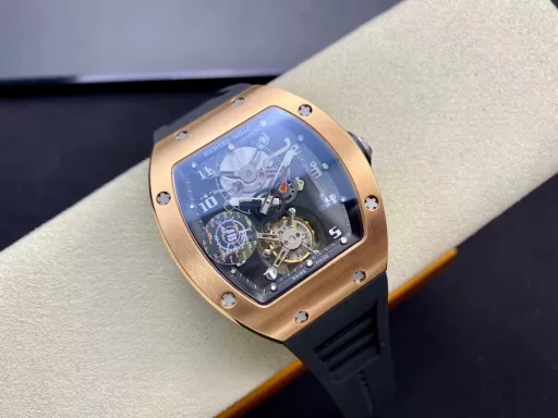 JB Factory Richard RM001 True Tourbillon Upgraded Version, the upgrades are as follows: 1. Re-copy the original data, the deck structure is closer to the original, with a similarity of more than 95%; 2. The dial is upgraded to a tempered glass double-layer dial, with a purer color and more delicate details; 3. Upgraded to imported high-grade tape, with fewer burrs, better workmanship, soft and comfortable feel, and the air vents are changed from four horizontal lines to three horizontal lines like the original. This is the first official watch of Richard Mille, and also the first RM true flywheel work in the replica world. It can be bought for only hundreds of thousands of EUR, which should be the cheapest tourbillon among the original RM. The JB factory developers molded the dial according to the original data and restored the original temperament as much as possible. After more than two years of improvement, the double barrels are running normally, and the 12 o'clock position has achieved the same dual kinetic energy display as the original, and the full winding can reach 3 days of endurance. Equipped with a manual true tourbillon movement with the same original structure, the travel time is stable and accurate. The dial is made of double-layer high-pass lens (metal glass + sapphire glass) just like the original one, and the case is processed by the most advanced five-axis CNC technology. The tape is equipped with the original folding buckle, and the power reserve display and tourbillon show the high-end temperament. This is the most attractive Richard style, and it once became the model for other styles of RM Richard Mille men's watches. It is a classic among classics and will never go out of style. JB Factory is another great product after Roger Dubuis Double Tourbillon. The excitement is to be continued. JB Factory-is specially made for high-end tourbillon.