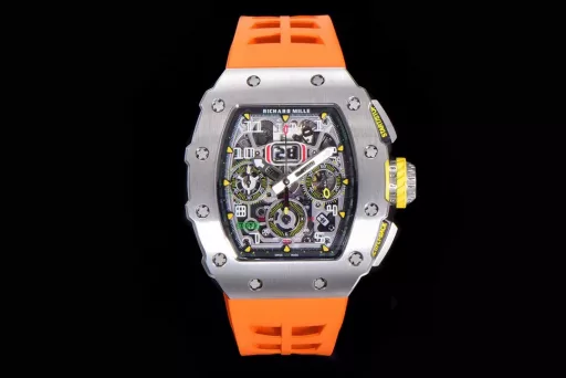 KV limited edition recommendation: Richard Mille men's series RM011-03Ti/1544 watch, stainless steel case, hollow dial, 7750 large calendar automatic mechanical chronograph.