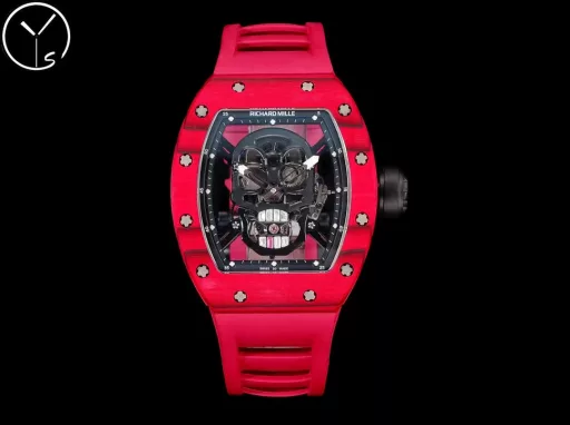YS Richard Miller RM52 True Tourbillon is the highest version on the market. It reinterprets the essence of the RICHARD MILLE skull and breaks through the bugs of multiple versions, so that the majority of fans can have a super high replica with correct size, real movement and in-depth details. Reasons to buy:Size is similar: official length, width and thickness: 504316mm, YS factory length, width and thickness: 49.844.316.4mm;, Real bearing: The ruby ​​in the skull's mouth is the real bearing of the tourbillon, not decoration. The gem corresponds to the tourbillon center axis wrapped by the upper and lower jaws, as if swallowing an energy ball, so that the sci-fi artistic conception that the original wants to express can be reflected;Details are in place: The inner wall on the left side of the case inner cover is printed with the RM052 steel stamp like the original, and the size and depth of the right eye gear are close to the original , the center gemstone on the forehead is ruddy and translucent, with a frosted clasp and imported Thai raw rubber strap;Movement alignment: Thanks to the consistent size and position of the tourbillon, from the back of the skull, you can clearly see the operation of the tourbillon with the gemstone coaxial. From the front, the black balance wheel is just blocked by the skull's jaw, leaving only the escape wheel running under the skull;Inside and outside: The movement is a custom-made real tourbillon movement from the Shanghai Movement Factory. Each watch is tested by a high-intensity simulator QE, and is also waterproof.