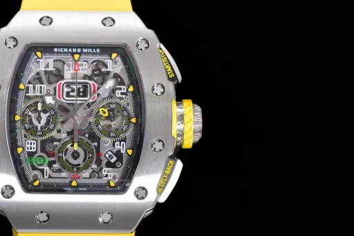 KV limited edition recommendation: Richard Mille men's series RM011-03Ti/1544 watch, stainless steel case, hollow dial, 7750 large calendar automatic mechanical chronograph.
