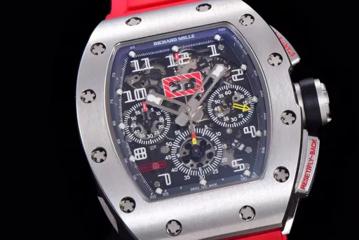 KV limited edition recommendation: Richard Mille men's series RM011-03Ti/1544 watch, stainless steel case, hollow dial, 7750 large calendar automatic mechanical chronograph.
