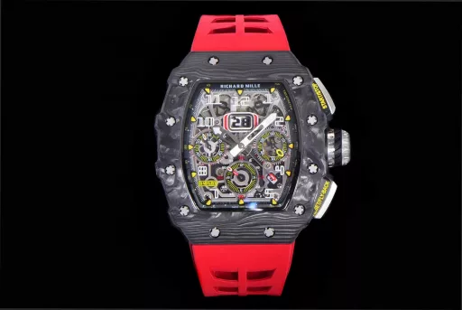 KV limited edition recommendation: Richard Mille men's series RM011-03Ti/1544 watch, stainless steel case, hollow dial, 7750 large calendar automatic mechanical chronograph.
