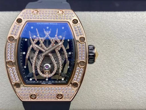 Richard Mille RM19-01 Equipped with original imported machinery, diamond-studded case 43*50mm, RM19 spider diamond face, waterproof tape with original folding buckle, the unique and exaggerated case and dial design is only for you with unique personality