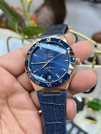 VS Omega Constellation Tape Model/41mm/Blue Face Full Rose Gold/8900 Coaxial Movement