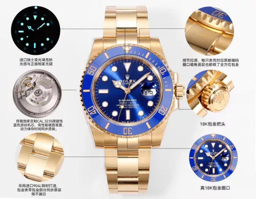ZQ Factory 18k gold-plated watchZQ Factory🔥🔥Introduces 18k gold-plated V2 upgraded version of Submariner seriesConfiguration as follows:1: The only 18k gold tooth ring and crown on the market that use ip vacuum packing/free replacement if discoloration occurs.2: The entire watch is made of imported 904L steel, and the gold part of the gold-plated strap is synchronized with the original side without white leakage/distinguishing from other products on the market.3: Original mold 1:1 replica dial, imported Swiss luminous filling powder, special craftsmanship polishing pointer: sharp and neat cut surface without burrs.4: Equipped with exclusive customized Cal.3235 paramagnetic blue hairspring movement, high-performance shock-absorbing device, and power storage time synchronized with the original.ZQ Factory is a fine product that completely solves most of the pain points of logs on the market, born only for the ultimate-ZQ Factory