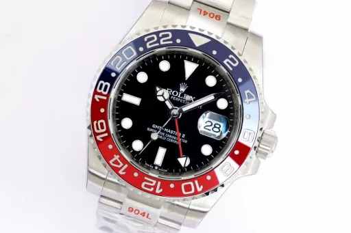 EW's most powerful Rolex Oyster Perpetual GMT-Master 40 series① Exclusively customized 3186 movement, can adjust the hour hand, can adjust the calendar by the hour hand, restore all the original functions, stable and reliable quality;② Bezel: high-tech integrated ceramic outer bezel, with platinum font; (upgraded red and blue bezel, the color is almost the same as the original)③ Case: the size and thickness are the same as the original, the thickness is only 12.5;④ Lettering: top Swiss ice blue luminous, polished letter nails, color matching;⑤ Glass: sapphire glass with 2.5 times magnifying glass effect, transparent glass;⑥ Steel strap: 904 stainless steel strap, each strap fits perfectly with the lugs, giving the wrist the highest comfort;EW products must be fine products, and every extreme detail is the sincerity of the EW factory's ingenuity development;