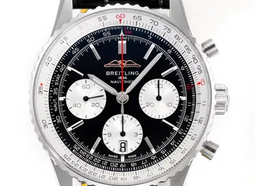 BLS: Breitling's new Navitimer celebrates its 70th anniversary, with a bold new interpretation of the classic watch. Measuring 43mm, the iteration is undoubtedly an authentic Navitimer, with a circular slide rule, baton scale, three subdials and a grooved bezel for easy grip, and the new BLS B01 movement