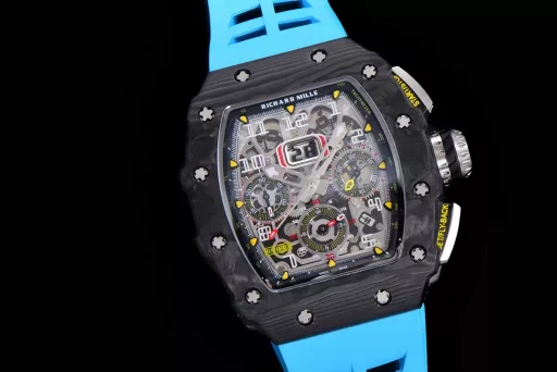 KV limited edition recommendation: Richard Mille men's series RM011-03Ti/1544 watch, stainless steel case, hollow dial, 7750 large calendar automatic mechanical chronograph.