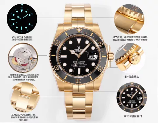 ZQ Factory 18k gold-plated watchZQ Factory🔥🔥Introduces 18k gold-plated V2 upgraded version of Submariner seriesConfiguration as follows:1: The only 18k gold tooth ring and crown on the market that use ip vacuum packing/free replacement if discoloration occurs.2: The entire watch is made of imported 904L steel, and the gold part of the gold-plated strap is synchronized with the original side without white leakage/distinguishing from other products on the market.3: Original mold 1:1 replica dial, imported Swiss luminous filling powder, special craftsmanship polishing pointer: sharp and neat cut surface without burrs.4: Equipped with exclusive customized Cal.3235 paramagnetic blue hairspring movement, high-performance shock-absorbing device, and power storage time synchronized with the original.ZQ Factory is a fine product that completely solves most of the pain points of logs on the market, born only for the ultimate-ZQ Factory