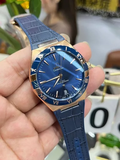 VS Omega Constellation Tape Model/41mm/Blue Face Full Rose Gold/8900 Coaxial Movement