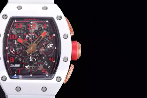 KV limited edition recommendation: Richard Mille men's series RM011-03Ti/1544 watch, stainless steel case, hollow dial, 7750 large calendar automatic mechanical chronograph.