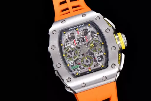 KV limited edition recommendation: Richard Mille men's series RM011-03Ti/1544 watch, stainless steel case, hollow dial, 7750 large calendar automatic mechanical chronograph.