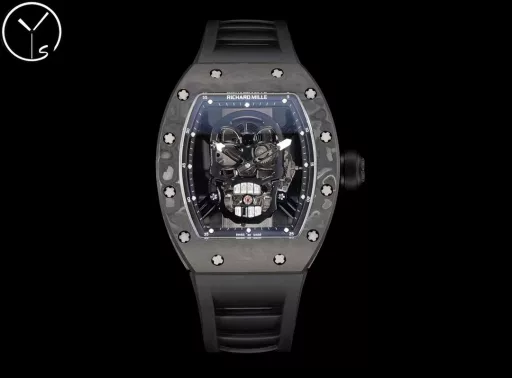 YS Richard Miller RM52 True Tourbillon is the highest version on the market. It reinterprets the essence of the RICHARD MILLE skull and breaks through the bugs of multiple versions, so that the majority of fans can have a super high replica with correct size, real movement and in-depth details. Reasons to buy:Size is similar: official length, width and thickness: 504316mm, YS factory length, width and thickness: 49.844.316.4mm;, Real bearing: The ruby ​​in the skull's mouth is the real bearing of the tourbillon, not decoration. The gem corresponds to the tourbillon center axis wrapped by the upper and lower jaws, as if swallowing an energy ball, so that the sci-fi artistic conception that the original wants to express can be reflected;Details are in place: The inner wall on the left side of the case inner cover is printed with the RM052 steel stamp like the original, and the size and depth of the right eye gear are close to the original , the center gemstone on the forehead is ruddy and translucent, with a frosted clasp and imported Thai raw rubber strap;Movement alignment: Thanks to the consistent size and position of the tourbillon, from the back of the skull, you can clearly see the operation of the tourbillon with the gemstone coaxial. From the front, the black balance wheel is just blocked by the skull's jaw, leaving only the escape wheel running under the skull;Inside and outside: The movement is a custom-made real tourbillon movement from the Shanghai Movement Factory. Each watch is tested by a high-intensity simulator QE, and is also waterproof.