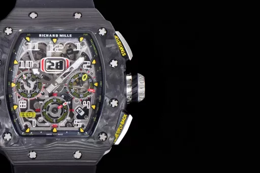 KV limited edition recommendation: Richard Mille men's series RM011-03Ti/1544 watch, stainless steel case, hollow dial, 7750 large calendar automatic mechanical chronograph.