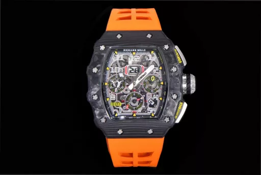 KV limited edition recommendation: Richard Mille men's series RM011-03Ti/1544 watch, stainless steel case, hollow dial, 7750 large calendar automatic mechanical chronograph.