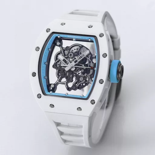 BBR RM0551⃣️Case: The white ceramic case is the same as the original. The chamfer details of the case are reduced to be exactly the same as the original, the bottom cover is reduced to see the light, and only the glass sees the light. The details are also one of the most correct versions at present! Upgrade a few details and it looks more like the original.2⃣️Movement: Redevelop the original RMUL2 integrated movement, and the balance wheel of the double barrel movement is clearly visible and moves. Say goodbye to the fake splint movement at first glance!3⃣️Watch diameter: The size is the same as the original 49.90X42.70 mm, and the thickness is 13.5MM4⃣️Watch mirror material: sapphire crystal mirror double anti-glare effect.5⃣️Watch strap material: natural rubber watch strap!6⃣️Watch buckle: original latest version folding buckleRichard Mille not only has exquisite watchmaking craftsmanship and is loyal to the spirit of traditional watches, but also advocates breaking through existing rules and regulations, exploring new heights of watchmaking craftsmanship, and integrating new elements of the new century into traditional craftsmanship. Comfortable, shock-resistant, durable, accurate and lightweight watches have become a 