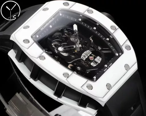 YS Richard Miller RM52 True Tourbillon is the highest version on the market. It reinterprets the essence of the RICHARD MILLE skull and breaks through the bugs of multiple versions, so that the majority of fans can have a super high replica with correct size, real movement and in-depth details. Reasons to buy:Size is similar: official length, width and thickness: 504316mm, YS factory length, width and thickness: 49.844.316.4mm;, Real bearing: The ruby ​​in the skull's mouth is the real bearing of the tourbillon, not decoration. The gem corresponds to the tourbillon center axis wrapped by the upper and lower jaws, as if swallowing an energy ball, so that the sci-fi artistic conception that the original wants to express can be reflected;Details are in place: The inner wall on the left side of the case inner cover is printed with the RM052 steel stamp like the original, and the size and depth of the right eye gear are close to the original , the center gemstone on the forehead is ruddy and translucent, with a frosted clasp and imported Thai raw rubber strap;Movement alignment: Thanks to the consistent size and position of the tourbillon, from the back of the skull, you can clearly see the operation of the tourbillon with the gemstone coaxial. From the front, the black balance wheel is just blocked by the skull's jaw, leaving only the escape wheel running under the skull;Inside and outside: The movement is a custom-made real tourbillon movement from the Shanghai Movement Factory. Each watch is tested by a high-intensity simulator QE, and is also waterproof.