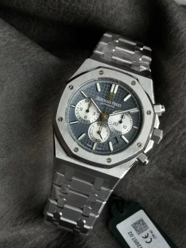 OM: Audemars Piguet Royal Oak 26331ST.OO.1220ST.01 watch, stainless steel bracelet case, blue panda dial, equipped with 2385 automatic mechanical chronograph, 41 mm.