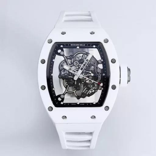 BBR RM0551⃣️Case: The white ceramic case is the same as the original. The chamfer details of the case are reduced to be exactly the same as the original, the bottom cover is reduced to see the light, and only the glass sees the light. The details are also one of the most correct versions at present! Upgrade a few details and it looks more like the original.2⃣️Movement: Redevelop the original RMUL2 integrated movement, and the balance wheel of the double barrel movement is clearly visible and moves. Say goodbye to the fake splint movement at first glance!3⃣️Watch diameter: The size is the same as the original 49.90X42.70 mm, and the thickness is 13.5MM4⃣️Watch mirror material: sapphire crystal mirror double anti-glare effect.5⃣️Watch strap material: natural rubber watch strap!6⃣️Watch buckle: original latest version folding buckleRichard Mille not only has exquisite watchmaking craftsmanship and is loyal to the spirit of traditional watches, but also advocates breaking through existing rules and regulations, exploring new heights of watchmaking craftsmanship, and integrating new elements of the new century into traditional craftsmanship. Comfortable, shock-resistant, durable, accurate and lightweight watches have become a 