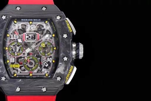 KV limited edition recommendation: Richard Mille men's series RM011-03Ti/1544 watch, stainless steel case, hollow dial, 7750 large calendar automatic mechanical chronograph.