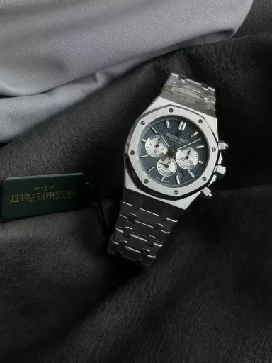OM: Audemars Piguet Royal Oak 26331ST.OO.1220ST.01 watch, stainless steel bracelet case, blue panda dial, equipped with 2385 automatic mechanical chronograph, 41 mm.