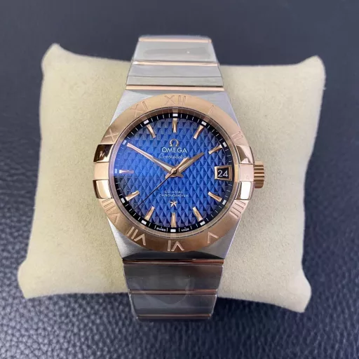 VS Constellation Series 38mm Rose Gold Checkered Blue Dial