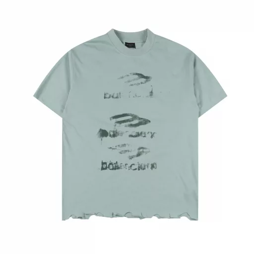 Balenciaga BLCG25ss hand-washed cut. Phantom graffiti short-sleeved T-shirtImported white ink direct printing. Breathable. Loose version for men and women