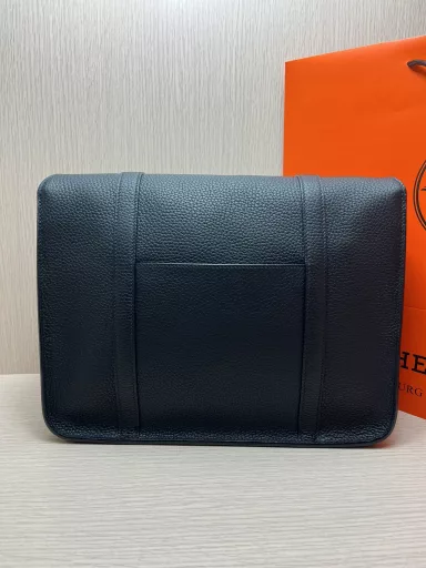 Messenger bag 34cm Original imported Togo leather patchwork Silver buckle Men's crossbody bagSame as the counter Handmade wax thread sewing Pure steel hardware