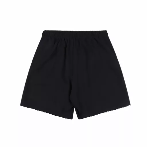 Balenciaga BLCG back hot diamond shortsCustomized high-density velvet terry cotton, using high-temperature air-bumping machine to press and iron the fabric. The high-temperature gas contacts the fabric, and the heat and pressure are used to press and iron the fabric, which can ensure the uniformity of heat distribution. The fixed-position artificial grinding and sanding are used. The fabric is rubbed and worn locally by manual operation, and the surface of the fabric will form a natural damaged and torn effect and a layer of short and dense fluff. It is time-consuming and labor-intensive, and the daily output is low. The fabrics are washed and aged, and the texture is better. It is not easy to deform, shrink, or fade. Customized accessories and loose version
