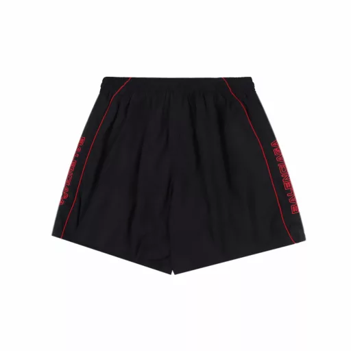 Balenciaga New City Collection LION CLUB casual sports shortsTechnical poplin fabricRed lion club artwork embroidery on the front and sidesElastic waistband (lined)Washed and faded effectLoose fit