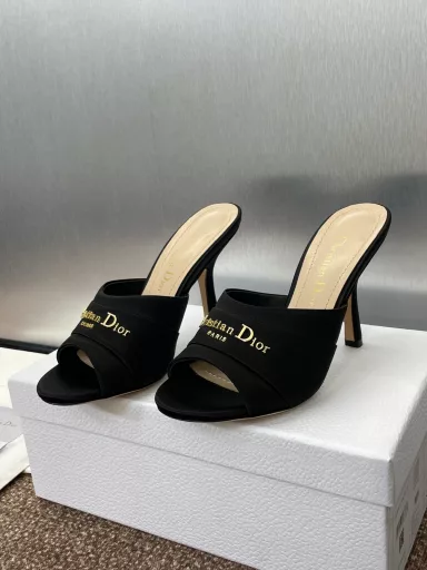 Dior 2025 Spring and Summer New My Dior High Heel Women's Shoes CD Letter Logo Metal Buckle Round Head Fish Mouth Open Toe Sandals Top Version on the MarketMaterial: Imported calfskin upper/imported silk upper + water-dyed sheepskin lining + Italian leather outsole + original molded pure copper metal buckle