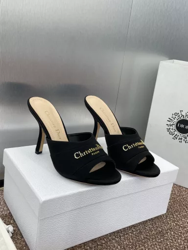 Dior 2025 Spring and Summer New My Dior High Heel Women's Shoes CD Letter Logo Metal Buckle Round Head Fish Mouth Open Toe Sandals Top Version on the MarketMaterial: Imported calfskin upper/imported silk upper + water-dyed sheepskin lining + Italian leather outsole + original molded pure copper metal buckle