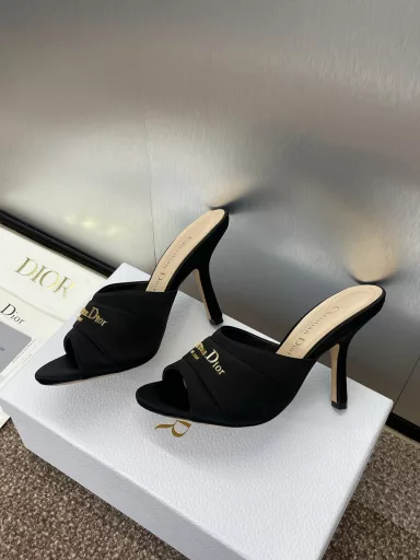 Dior 2025 Spring and Summer New My Dior High Heel Women's Shoes CD Letter Logo Metal Buckle Round Head Fish Mouth Open Toe Sandals Top Version on the MarketMaterial: Imported calfskin upper/imported silk upper + water-dyed sheepskin lining + Italian leather outsole + original molded pure copper metal buckle